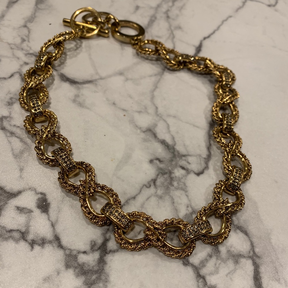 C WONDER gold link necklace with rhinestones